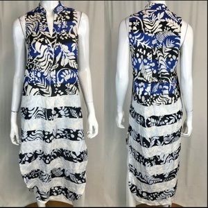 Mara Hoffman Navy White Tropical Shirt Dress